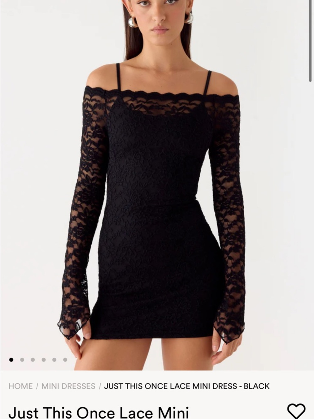 Peppermayo Black Lace Off-Shoulder Mini Dress